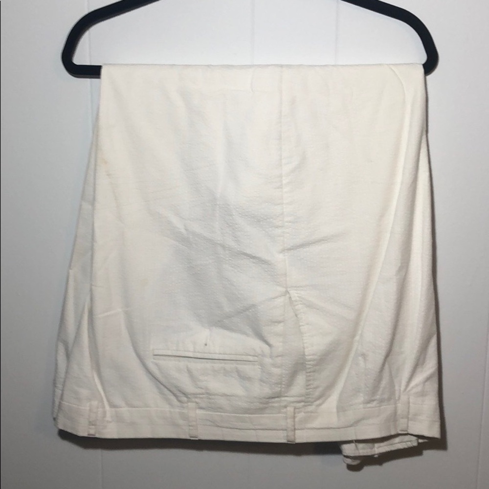 Paul Frederick white seersucker pants